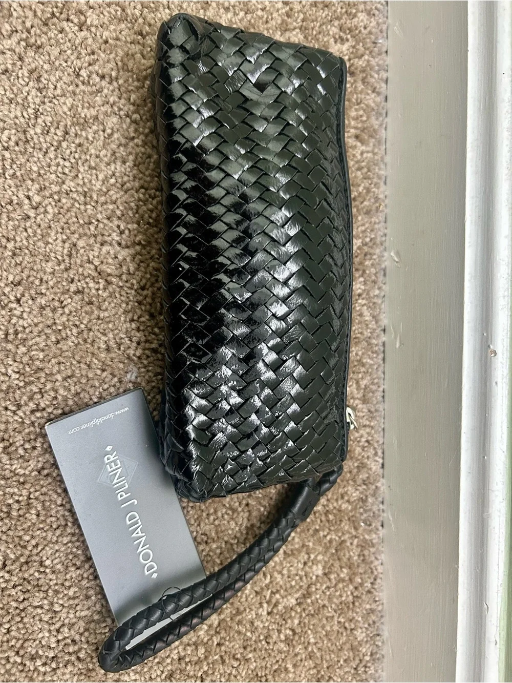 NWT Donald J Pliner Napa Leather Woven Wristlet